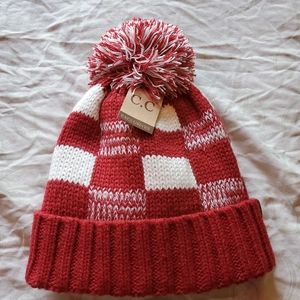 Red and white checkered C.C Exclusive beanie
